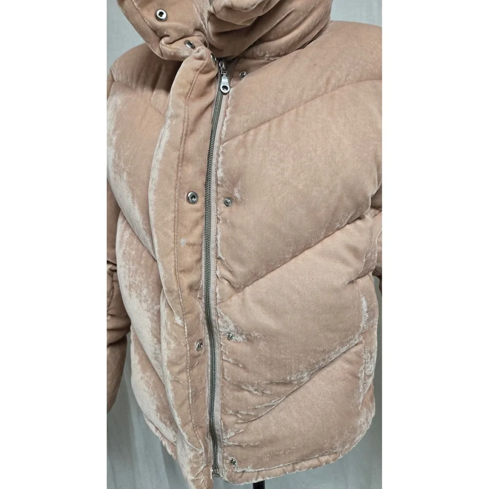 ARITZIA Wilfred Cloud Puff Velvet Goose Down Puffer Coat Jacket Pink XS READ‎